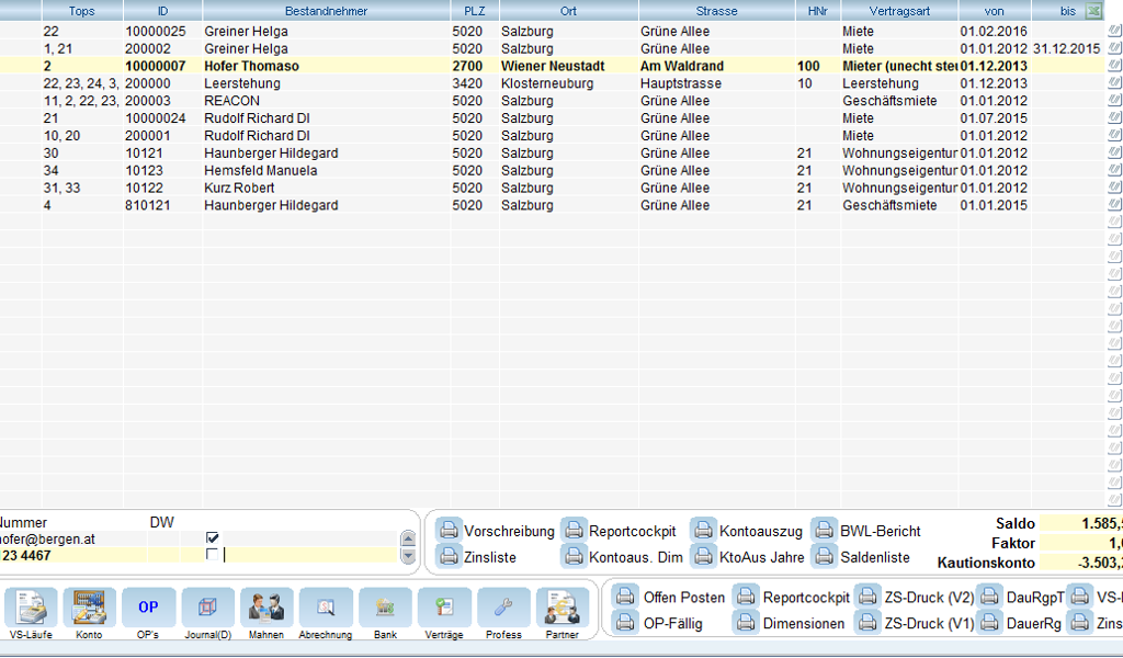 Zentrale Bestandnehmersuche